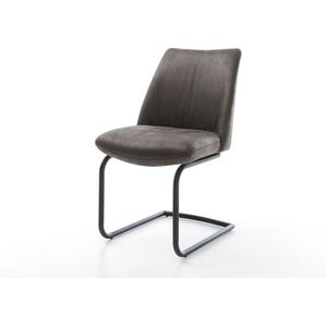 Sledestoel Elso-Flex sledemodel rond zwart microvelours antraciet vintage pocketveer kern