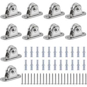 Katrollen Blok 10 Pack Metalen Katrol Roller Glad Wiel Met Kogellagers Dek Drectionele Muur/Plafond Katrol voor Patio Wave Schaduw Cover Kas Luifel Thuis DIY Accessoires voor Bewegen