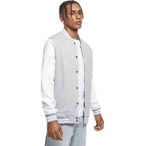 Build your Brand Sweat College Jacket BY015 - HEATHER GREY/WHITE - 4XL