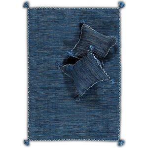 OSTA Medina – Vloerkleed – Tapijt – geweven – wol – eco – duurzaam - modern - boho - Blauw - 135x200