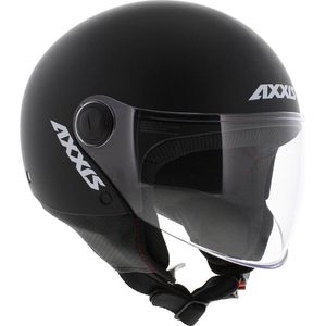 Axxis Square S helm mat zwart L - Jethelm met vizier - Retro Vespa helm scooter voor volwassenen