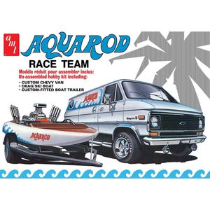 1:25 AMT 1338 Aquarod Race Team - Chevy van - Ski Boat - Boat trailer Plastic Modelbouwpakket
