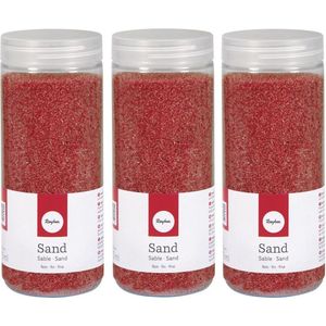 Rayher hobby Fijn decoratie zand korrels - 3x - rood - 475 ml - zandkorrels - knutselmateriaal - 0.1 tot 0.5 mm