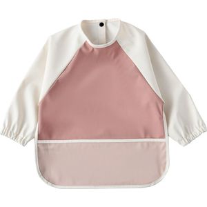 RubyC Slab met Mouwen (12 tot 36 maanden) Roze x Wit - Waterproof Slabbetje Baby - Schort