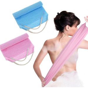Exfoliating Back Scrubber with Handles 2pcs Nylon Back Scrub Extended Length Back Washers Scrubbers Body Scrubbers Towel Stretch Pull Strap Exfoliating Washcloth Bath Towel for Men and Women