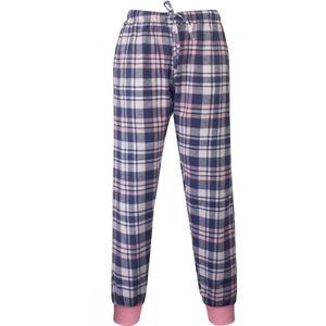 Irresistible - Mix & Match - Dames Pyjama Broek - Geruit - Flannel Boorden Rose - 100 % Katoen. Maat M
