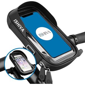 ISHIVA Telefoonhouder Fiets Waterdicht - 360 Graden Rotatie - XL Gsm Houder Fiets Universeel - Accessoires - Fiets Telefoonhouder - Fietshouder Apple iPhone/Samsung/Android - Ook voor Scooter & Motor