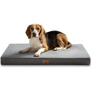Hondenkussen van traagschuim, mat voor grote honden, orthopedisch, hondenmatras, wasbaar en antislip, hondenbed voor binnen, grijs, 89 x 56 x 8 cm
