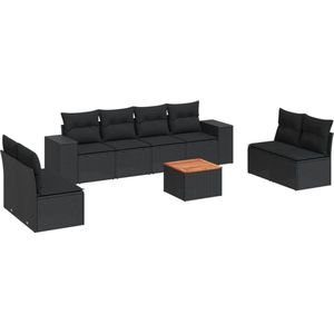 vidaXL 9-delige Loungeset Zwart Poly Rattan