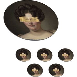 Onderzetters voor glazen - Rond - Vrouw - Kunst - Verf - 10x10 cm - Glasonderzetters - 6 stuks