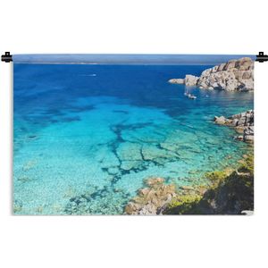 Wandkleed Sardinië - Een uitzicht over Capo Testa Wandkleed katoen 90x60 cm - Wandtapijt met foto