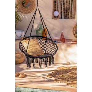 ZoeZo Design - Hangstoel - hangmat - voor binnen of buiten - Boho stoel - Ibiza stoel - Ø 60/80 cm - zwart
