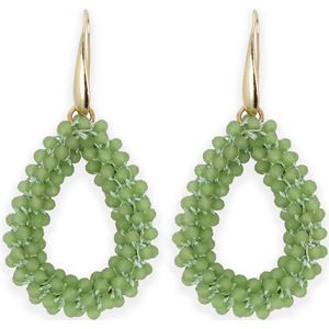 Lajetti - Druppel Oorbel Groen - Dames Oorbellen - Beaded Earrings