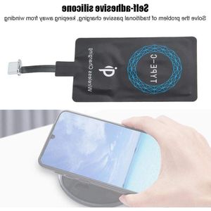 Type-C Qi Draadloze Oplader Ontvanger Sticker - Set van 2, Opladen voor Mobiele Telefoon .
