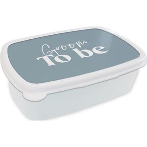 Broodtrommel Wit - Lunchbox - Brooddoos - Quotes - 'Groom to be' - Blauw - Spreuken - 18x12x6 cm - Volwassenen