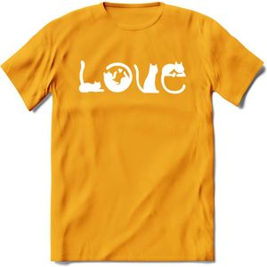Cat Love - Katten T-Shirt Kleding Cadeau | Dames - Heren - Unisex | Kat / Dieren shirt | Grappig Verjaardag kado | Tshirt Met Print | - Geel - XL