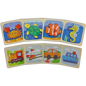 3D Puzzelset XL - Zeedieren en Voertuigen - Set van 8 stuks – Kinderpuzzel - Set