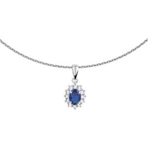 YO&NO - Ketting - Zilver - Safier met zirkonia rozet -  1,1 mm -  41+4 cm - Gerhodineerd - Zilver 925