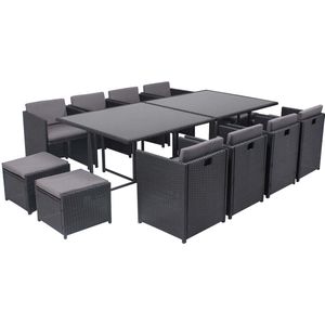 Concept-U - Tafel en stoelen 12 backy met zwart/grijze hars MIAMI