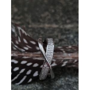 Diamond Boss - Diamant x vorm ring - Zilver - 18.00 mm / maat 57