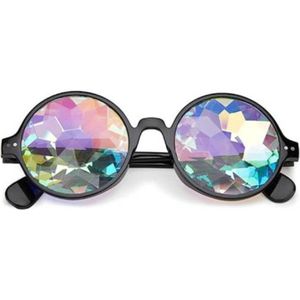 Caleidoscoop Bril - Zwart Rond - Kaleidoscoop Bril - Kaleidoscope Glasses - Spacebril