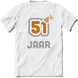 51 Jaar Feest T-Shirt | Goud - Zilver | Grappig Verjaardag Cadeau Shirt | Dames - Heren - Unisex | Tshirt Kleding Kado | - Wit - 3XL