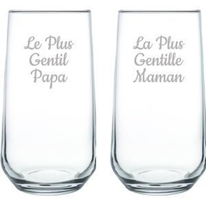 Drinkglas gegraveerd - 47cl - Le Plus Gentil Papa & La Plus Gentille Maman