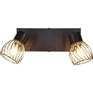 LED Plafondspot - Plafondverlichting - Torna Ordan - E14 Fitting - 2-lichts - Zwart/Goud