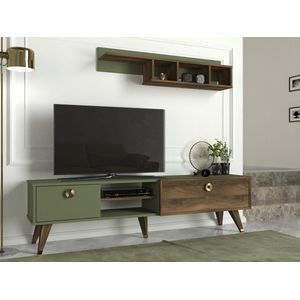 Emob- TV Meubel Tera Home TV-meubel | 100% Melamine | 18 mm Dikte | x48x32 | Notengroen - 180cm - Groen