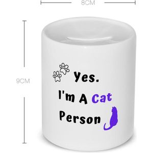 Akyol - yes i'm a cat person Spaarpot - Katten - katten liefhebbers - iemand die houdt van poezen - verjaardag - cadeau - kado - geschenk - 350 ML inhoud