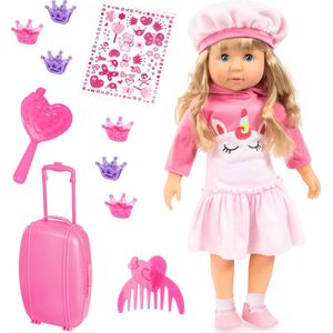 Bayer Design Charlene Pop met Unicorn Jurk - Spreekt Nederlands - 46 cm Pop