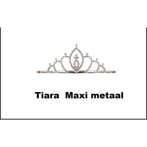 Tiara Strass Maxi metaal - Prinses kroon metaal carnaval Maxima koningin