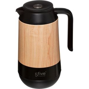 Koffie/thee thermoskan/isoleerkan 1 liter houtlook - Isoleerkannen voor warme / koude dranken