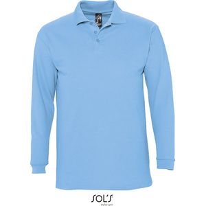 SOLS Heren-Winter II Poloshirt met lange mouwen van Piqué katoen (Sky Blue) Maat L