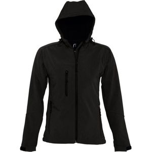 SOLS Dames/dames Replay Hooded Soft Shell Jacket (ademend, winddicht en waterbestendig) (Zwart)