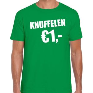 Fun t-shirt - knuffelen 1 euro - groen - heren - Feest outfit / kleding / shirt S