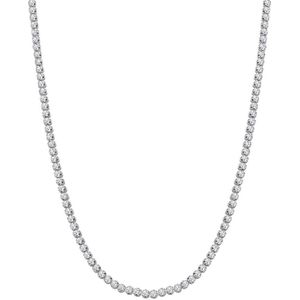 Lucardi Dames Zilveren ketting zirkonia - Ketting - 925 Zilver - Zilverkleurig - 45 cm