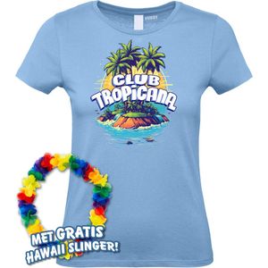 Dames t-shirt Tropical Island | Toppers in Concert 2024 | Club Tropicana | Hawaii Shirt | Ibiza Kleding | Lichtblauw Dames | maat M