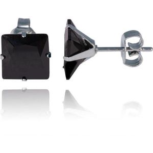 LGT Jewels Stud oorbellen Edelstaal Classic Black 4mm
