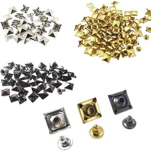 Klinknagels 150 stuks vierkante piramide metalen punk dubbele kap stalen buis voor schoenen en tassen