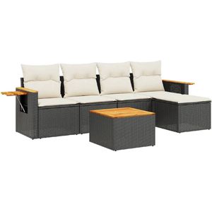 vidaXL Loungeset 6-delig - Zwart - Inclusief kussens