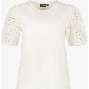 TwoDay T-shirt met broderie mouwen wit - Maat XL