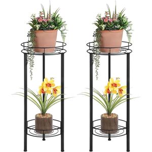 Set van 2 plantenstandaard, bloempotstandaard van metaal, moderne bloempothouders voor binnen en buiten, bloempotstandaard, bloempothouder voor binnen en buiten