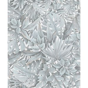 Botanica - Jungle Behang - Bladeren - Vliesbehang - Wallpaper - Licht Grijs - 0,53 x 10,05 M.