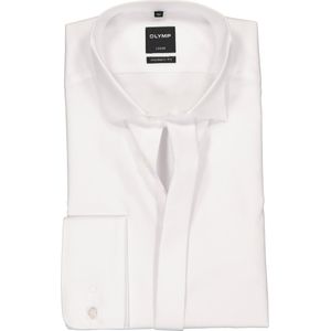 OLYMP Luxor modern fit overhemd - smoking overhemd - wit - gladde stof met wing kraag - Strijkvrij - Boordmaat: 37