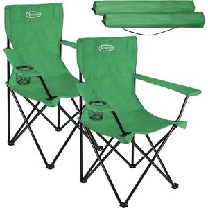 Campingstoel, opvouwbaar, set van 2, klapstoel, lichte draagbare stoel met bekerhouder en armleuningen, tot 100 kg belastbaar, visstoel voor camping, strand, tuin, barbecue, vissen,