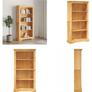 vidaXL Boekenkast grenenhout met 4 planken Corona-stijl 81x29x150 cm - Boekenkast - Boekenkasten - Boekenplank - Boekenplanken