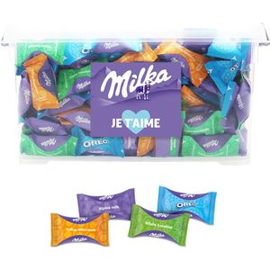 Milka Moments chocolade ""Je t'aime"" - Valentijnscadeau - Alpenmelkchocolade, toffee, hazelnoot en Oreo - 2000g