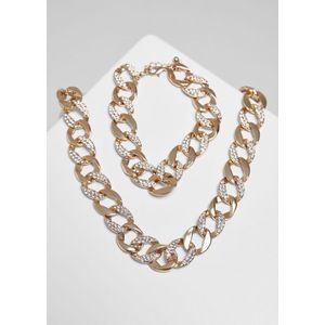 Urban Classics - Basic Diamond Necklace And Bracelet Set gold one size Ketting en armband set - Goudkleurig