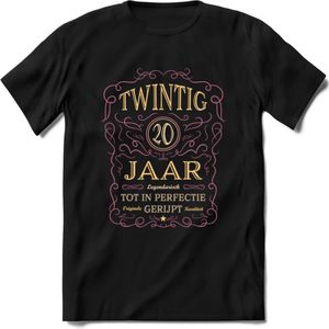 20 Jaar Legendarisch Gerijpt T-Shirt | Oud Roze - Ivoor | Grappig Verjaardag en Feest Cadeau Shirt | Dames - Heren - Unisex | Tshirt Kleding Kado | - Zwart - S